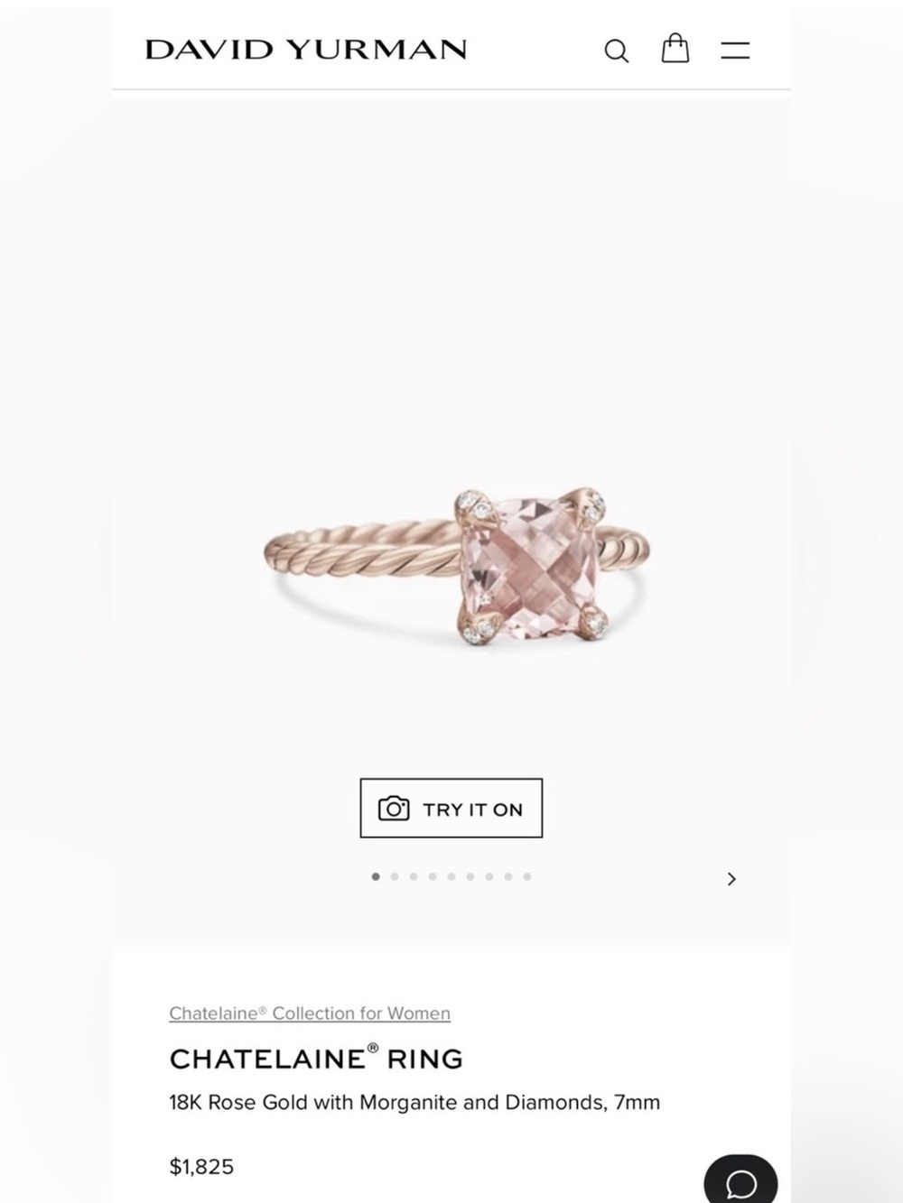 David Yurman Rose Gold Ring with Pink Morganite and Natural Diamonds